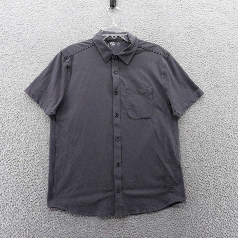 VRST Mens Refined‎ Knit Button Down Shirt Casual Charcoal Gray Medium NEW